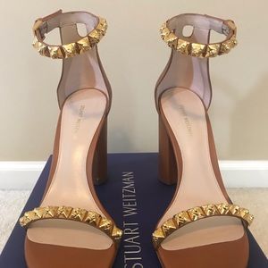 Stuart Weitzman Rosemarie Heel Cuoio Dress Sandals